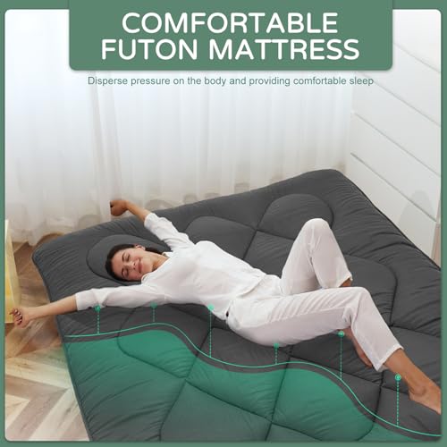 LILYPELLE 5" Thick Japanese Floor Mattress Futon Mattress, Foldable Mattress, Roll Up Mattress Sleeping Tatami Mat Floor Lounger Guest Bed, Easy to Store and Portable for Camping Couch, Full