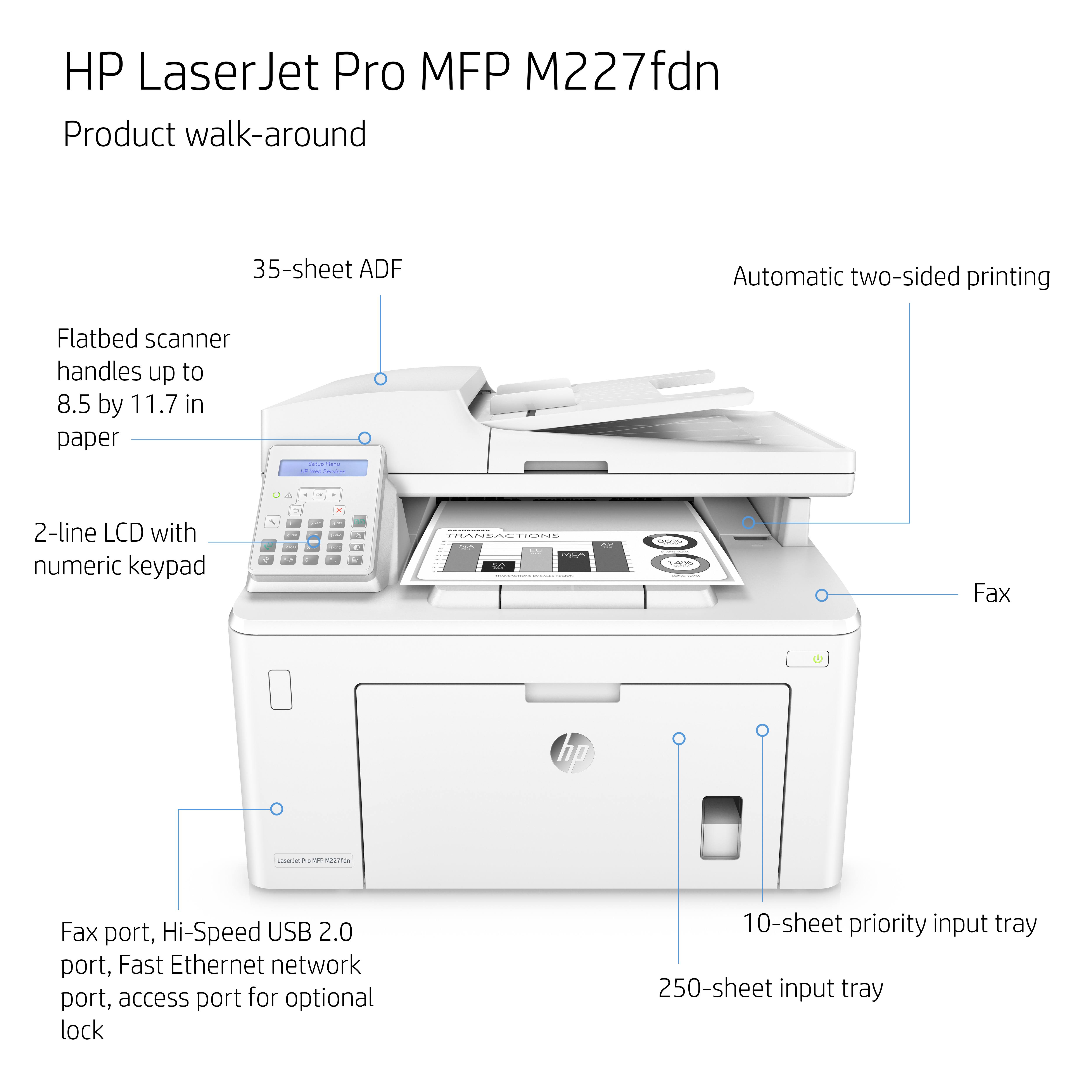 HP LaserJet Pro MFP M227fdn Monochrome Laser - Multifunction printer - English / United States