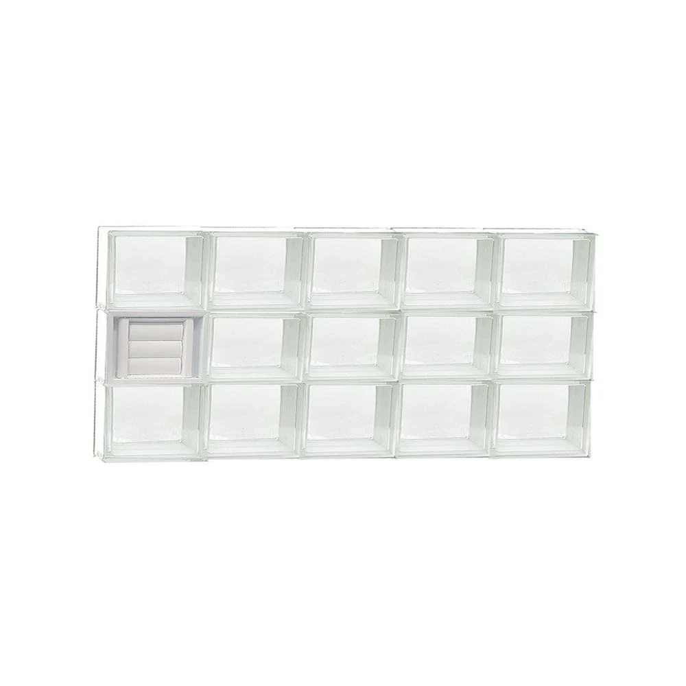 Clearly Secure 38.75 in. x 17.25 in. x 3.125 in. Frameless Clear Glass Block Window with Dryer Vent