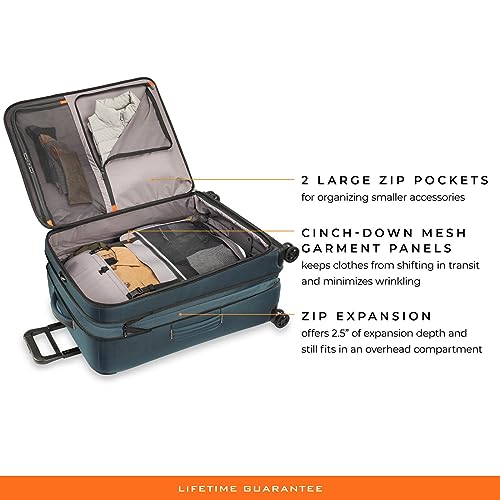 Briggs & Riley Domestic 22" Carry On Expandable Spinner - Luggage for Travel, Suitcases with Wheels, Softside Rolling Bag for Men & Women, Self-Repairing Zipper - ZDX Collection, Hunter