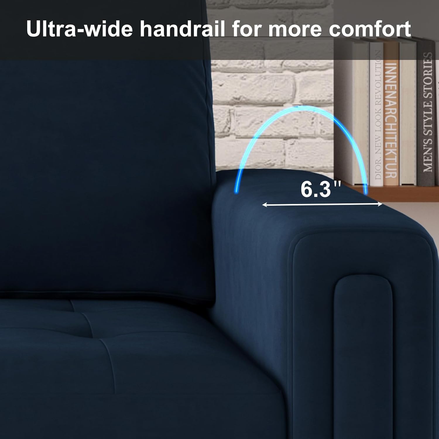 Belffin Velvet Modular 4 Seat Sofa Couch Sectional 4-seat Sofa Couch for Living Room Blue