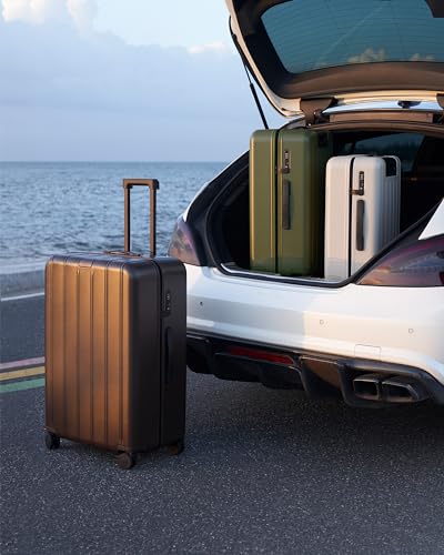 Carry on Luggage 22 X 14 X 9 Airline Approved, 20 Inch Luggage with Front Compartment, Double Spinner Wheels, Hardsided PC, TSA Lock (Shadow, Seine)