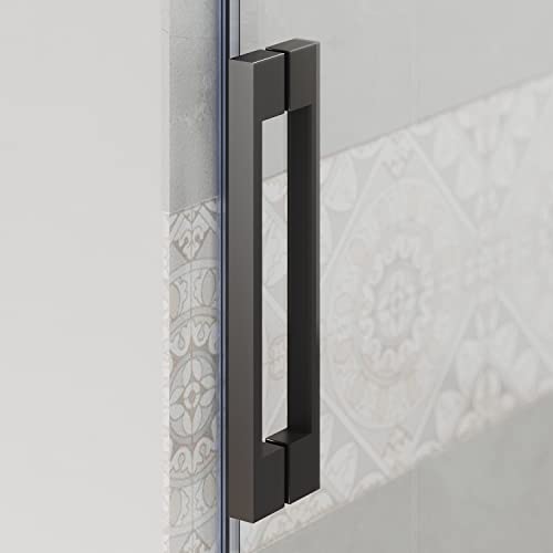 SUNNY SHOWER Frameless Sliding Tub Door 58.5-60" W X 62" H Bathtub Door with 5/16" Clear Glass Sliding Shower Enclosure with Tempered Glass Door Matte Black