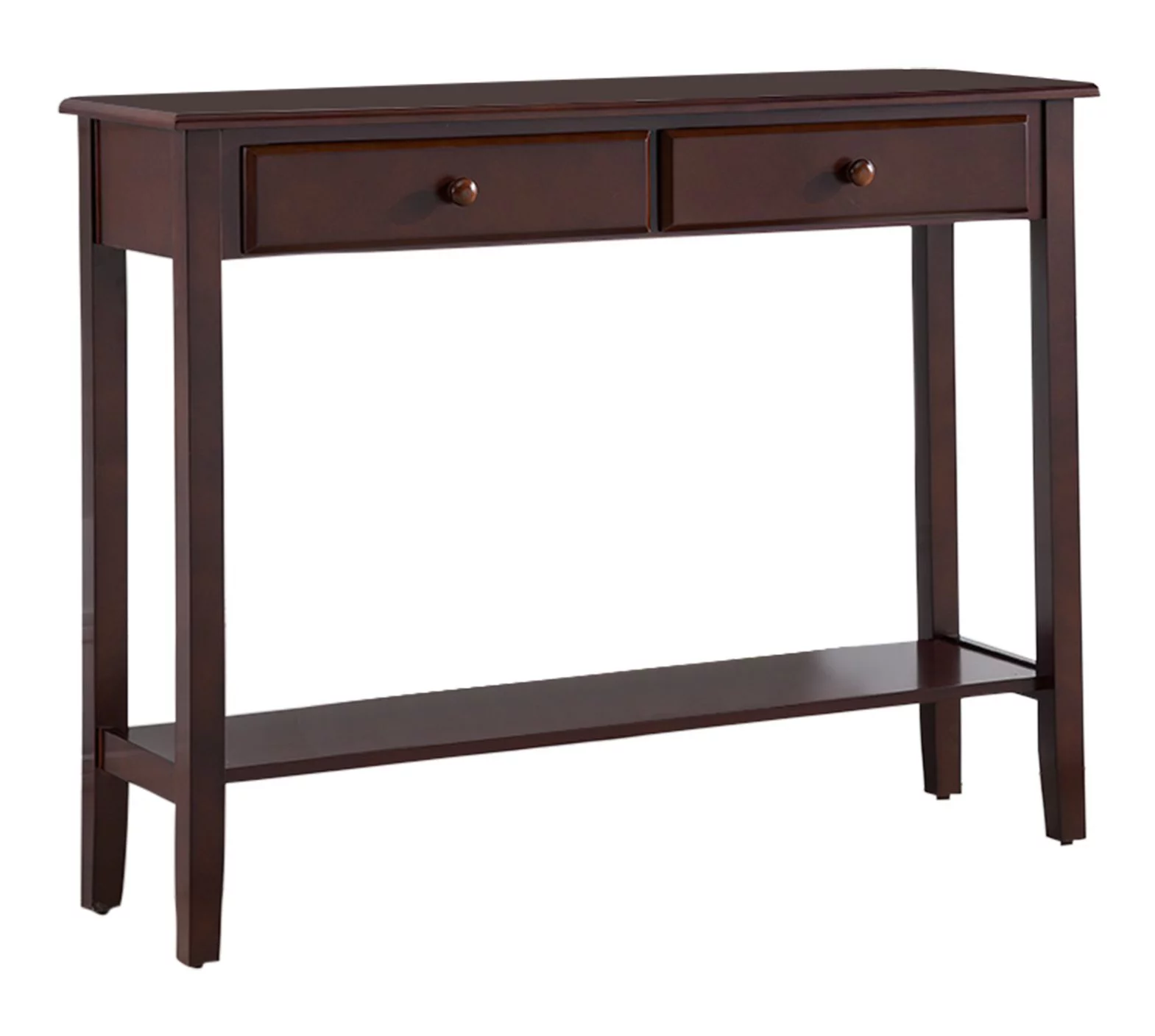 Kings Brand Furniture Wood Console Entryway Table with 2 Slim Drawers & Lower Shelf, Walnut