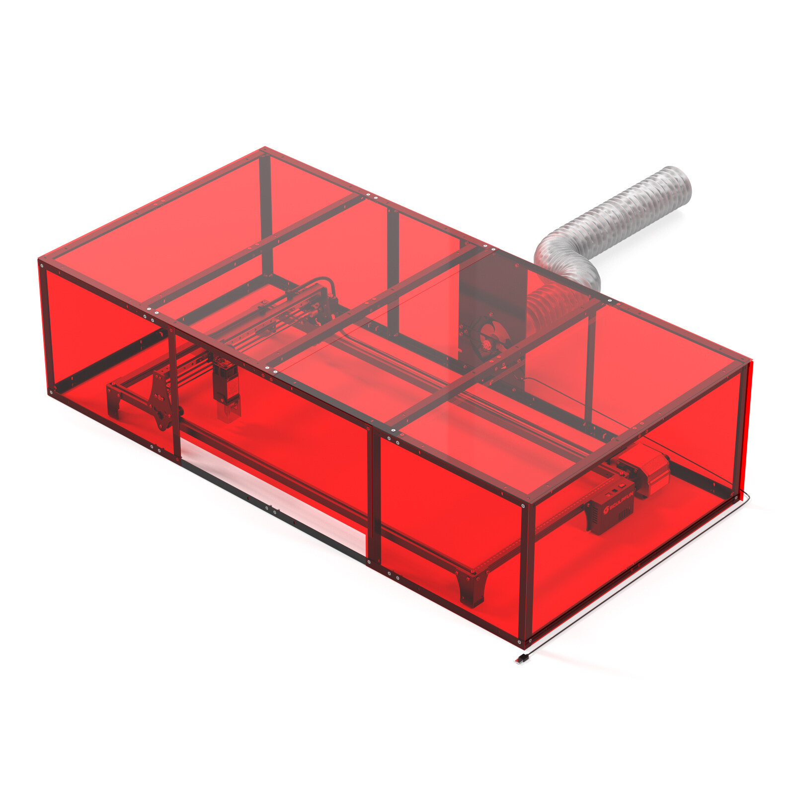 Original Laser Engraving Machine Dust-proof Protective Box 1440x720x360mm Smoke Exhaust with Powerful Suction Fan All-metal Structure PVC Enclosure Easy to Install