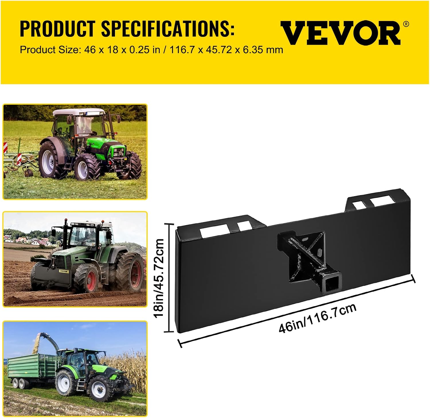 Mophorn  1/4 Thick Plate 3/8 Top Bar Thic Quick Tach Attachment Mount Plate Skid Steer Bobcat
