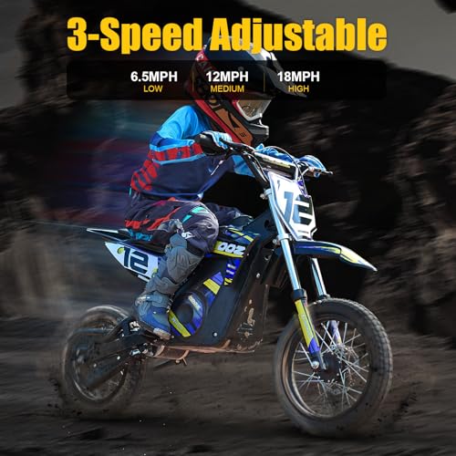 KOOZ HP112E 36V 1000W Electric Dirt Bike for Kids, 3 Speed Modes Teen Electric Motorcycle Up to 18 MPH & 15 Miles Long-Range, Dual Suspension & Disc Brake, 16" Sturdy Tire for Kids Teenagers, Orange