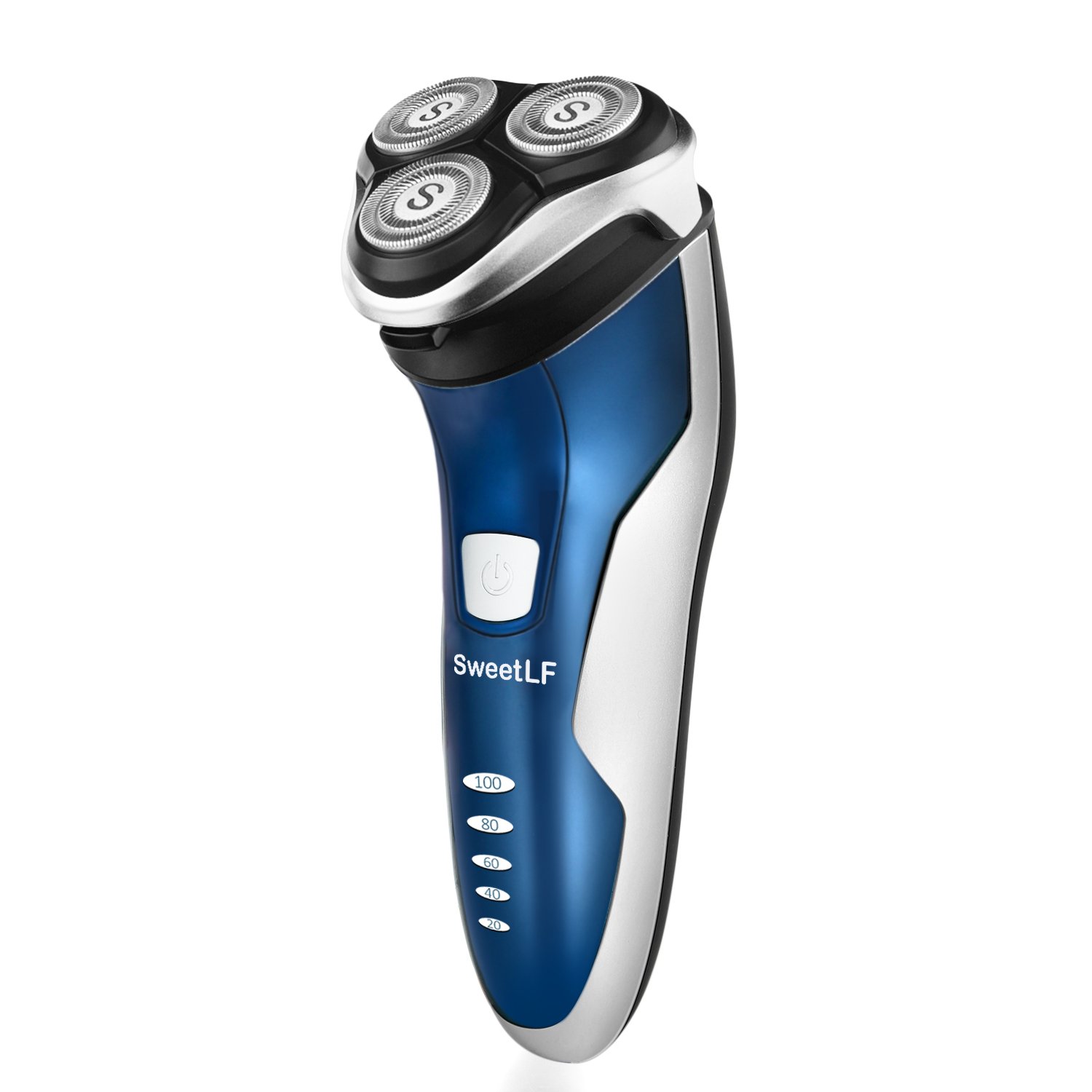 SweetLF 3D Rechargeable Waterproof IPX7 Electric Shaver Wet & Dry Rotary Shavers for Men Electric Shaving Razors with Pop-up Trimmer, Blue Pack of 2