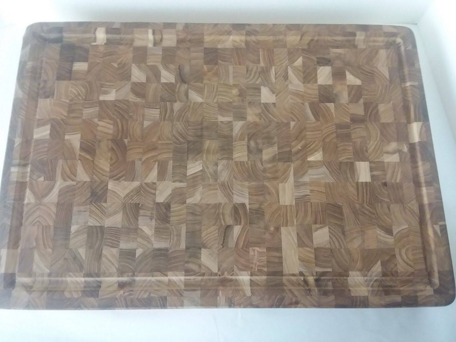 Proteak End Grain Butcher Block Cutting Board Hand Grip Juice Canal 20x22 x 14x22