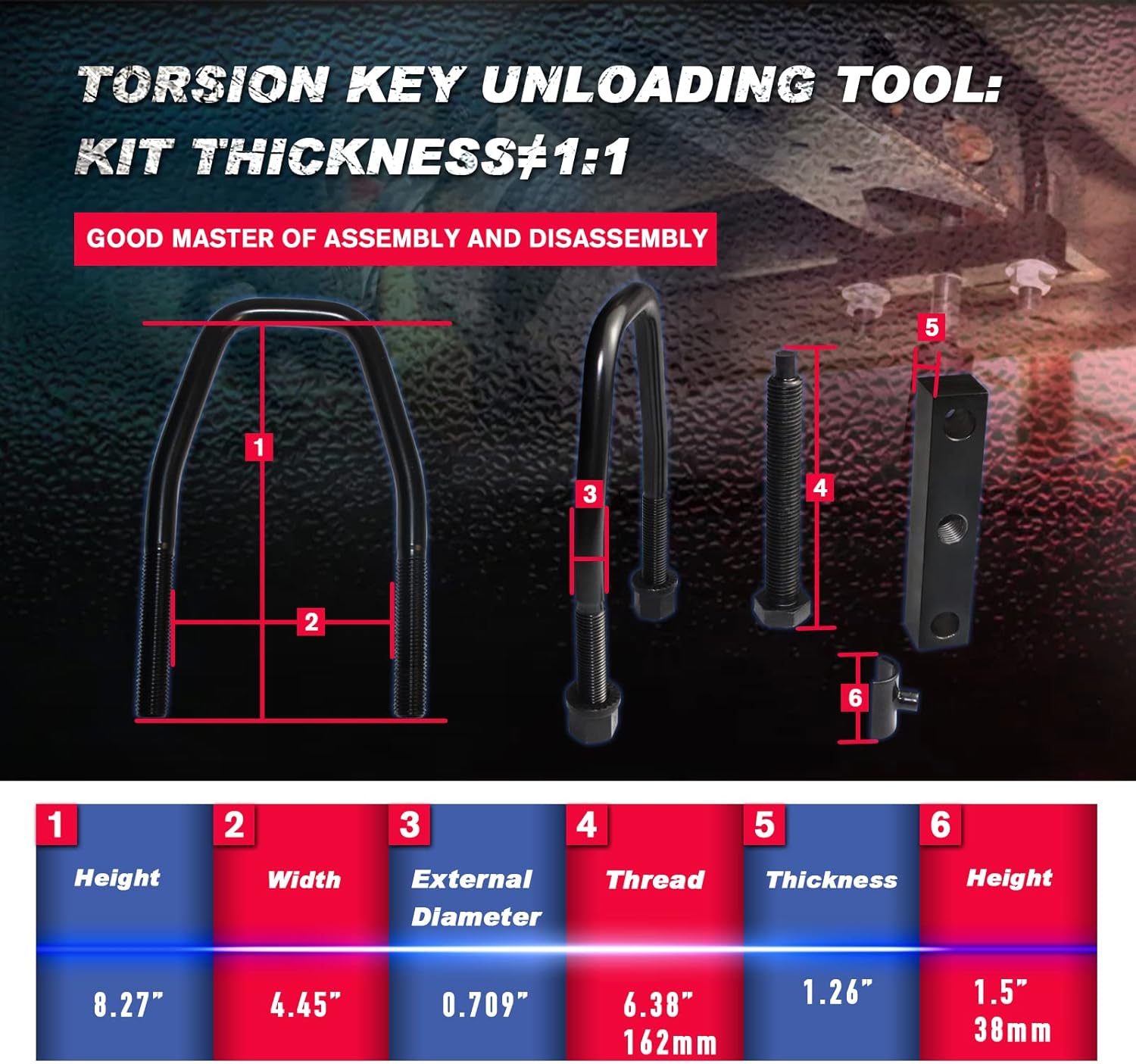 Torsion Key Unloading Tool, for Dodge Ford Chevrolet GMC HD Torsion Bar Tool (Black)