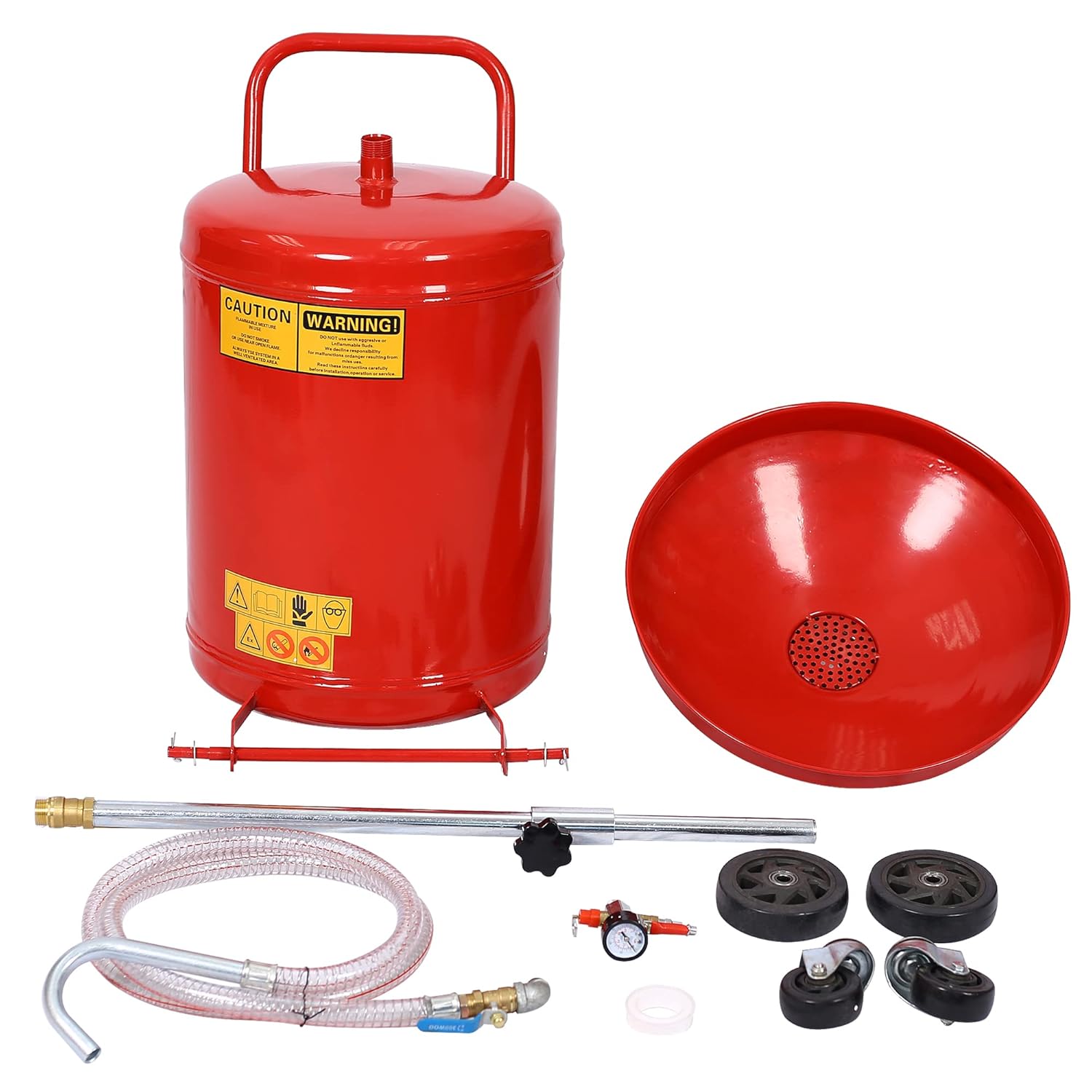 HomVent 15-Gallon Oil Drain Pan with Hand Pump, Portable Low Profile Oil Drain Pan Truck Oil Change Pan for SUV Car＆Trucks (18 Gallon)