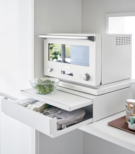 Yamazaki Countertop Drawer - Modern Kitchen Organizer for Counter & Coffee Bar, Pull Out Shelf, Space Saving Storage, Reversible Design, Durable Steel
