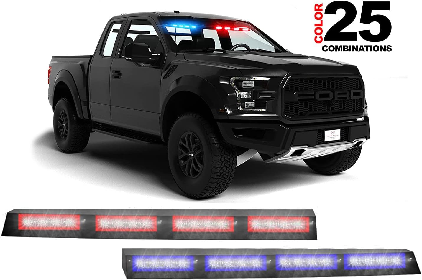 Extreme Tactical Dynamics Elemental 40 Visor Light LED Strobe Visor Light Interior Windshield Light Bar Split Mount Emergency Lights - Blue/White