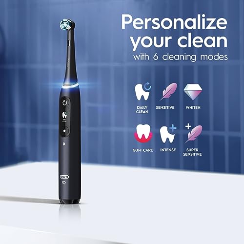 Oral-B iO Series 8 Rechargeable Electric Toothbrush with Pressure Sensor to Protect Gum, 2 Minute Timer, 6 Cleaning Settings, 3 Replacement Toothbrush Heads, Magnetic Charger, and Travel Case, Violet