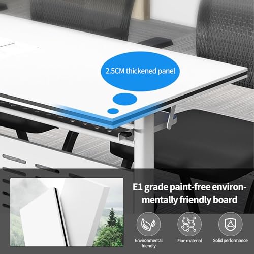 Conference Room Table,Mobile Folding Conference Table with Wheels,Flip Top Rolling Seminar Meeting Table Save Space Design for Office/Meeting Room/Classr (4PCS)