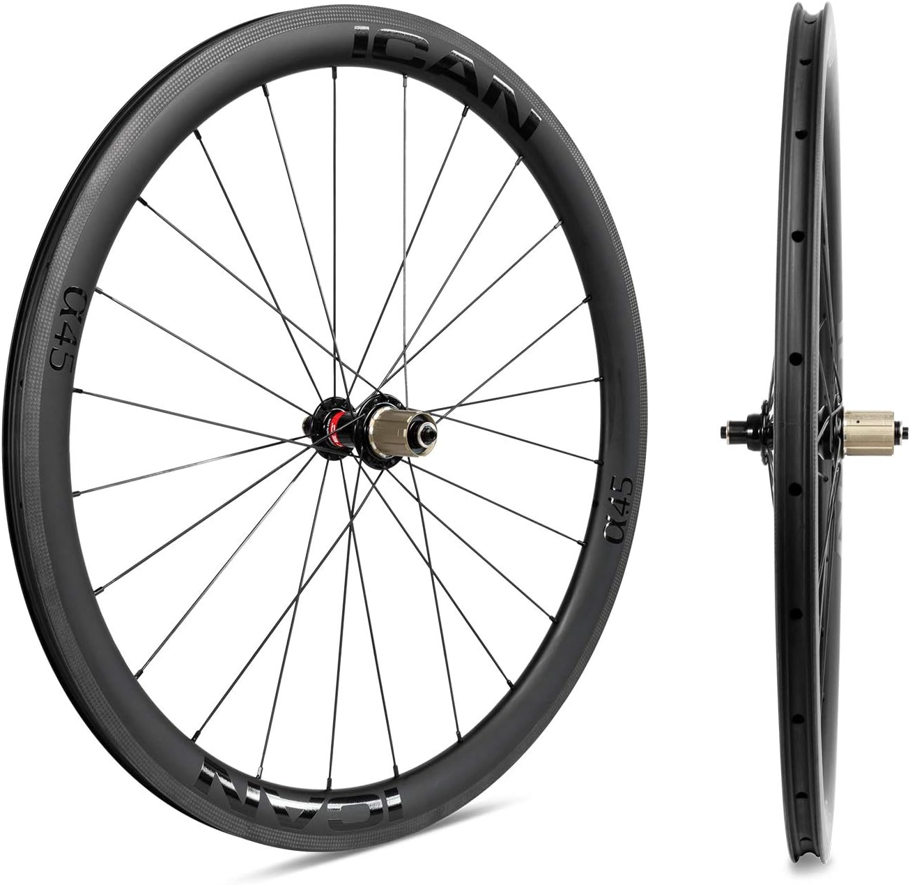 ICAN Alpha 40/45/50/55 Carbon Road Bike Wheelset Clincher Tubeless Ready Rim Brake 700C 20/24 Holes