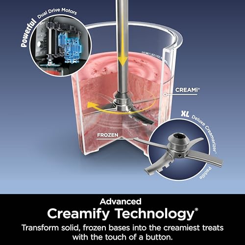 Ninja NC501 CREAMi Deluxe 11-in-1 Ice Cream & Frozen Treat Maker with 2 XL Family Size Pint Containers, Silver (Renewed)
