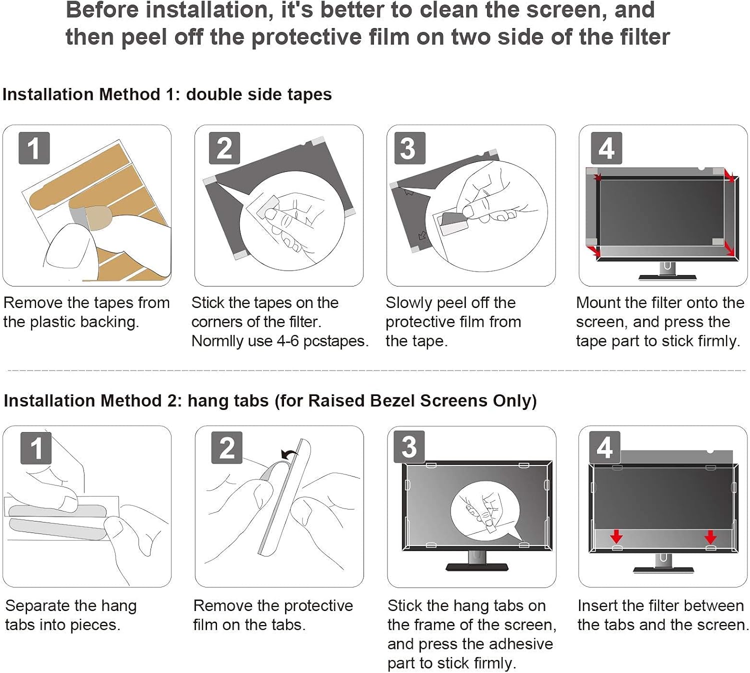 21.5 inch Computer Privacy Screen Filter - Compatible 16:9 Aspect Ratio Widescreen Monitor - Blue Light Filter - Anti-Glare & Anti-Scratch Protector Film (21.5" Widescreen (16:9))