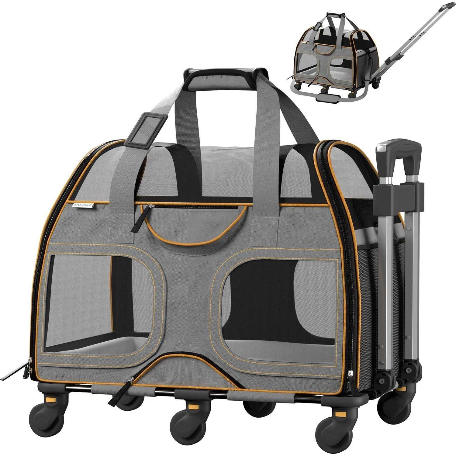 Katziela Luxury Rider Pro Pet Carrier with Removable Wheels and Double Telescopic Handle - Pet Supplies online store