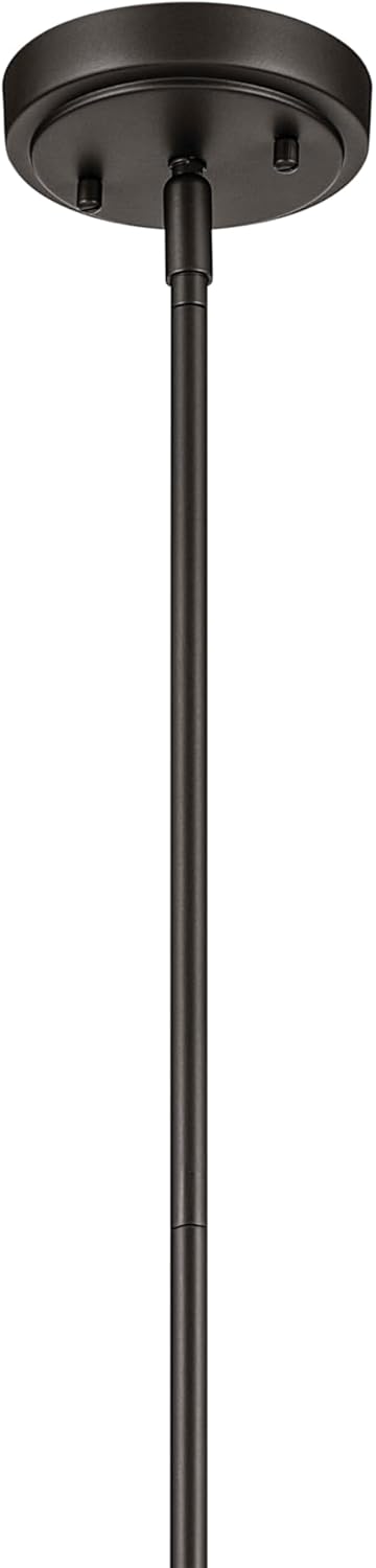 KICHLER Everly 15.5" 1-Light Cone Pendant with Clear Seeded Glass in Olde Bronze, for Kitchen Island, Dining Nook, Bedroom, (15.5" x 14.25") 42200OZCS