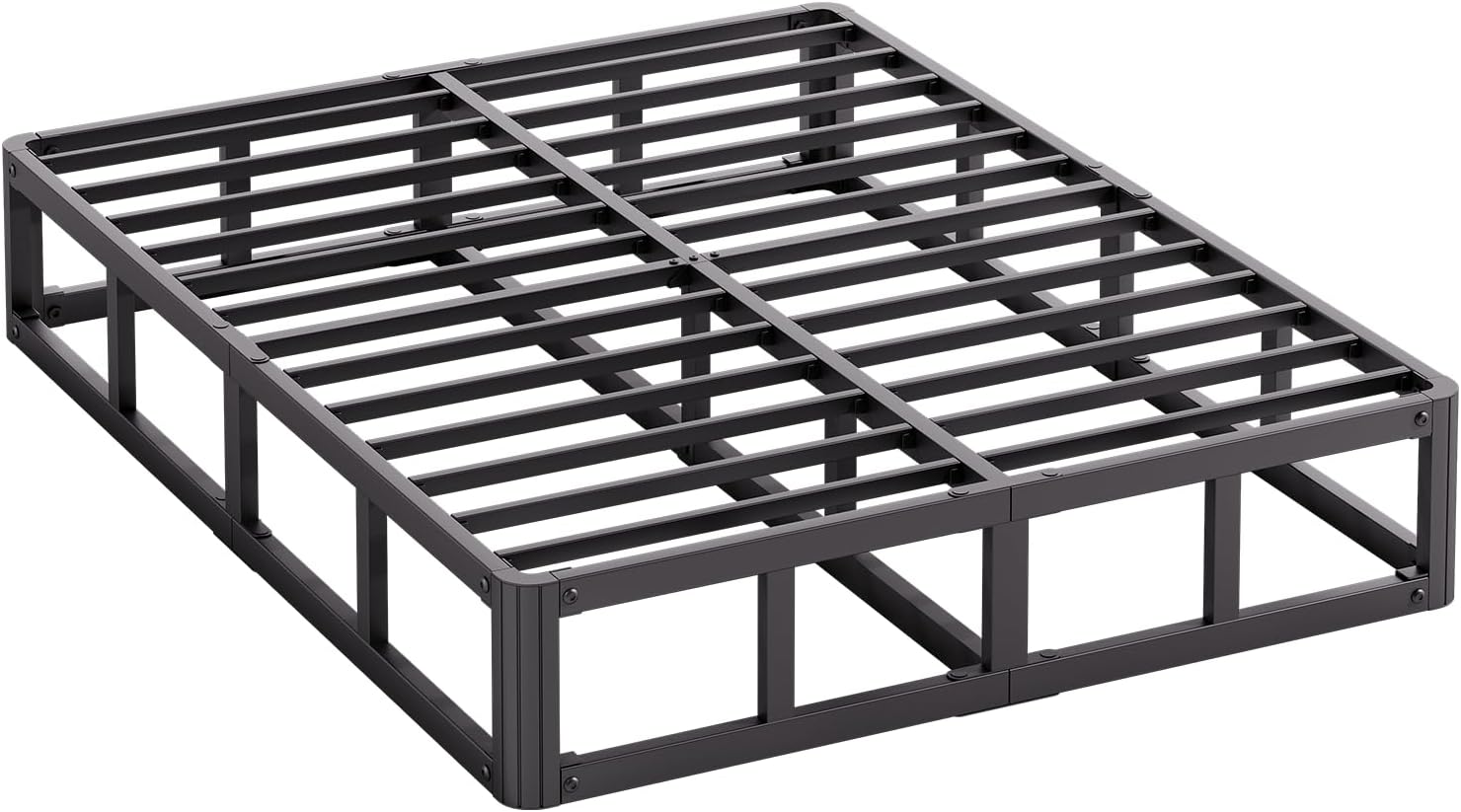 9 Inch High Full Box Spring, Low Bed Frame with Fabric Cover, 3500 Lbs Heavy Duty Metal Mattress Base, Easy Assembly, Noise Free
