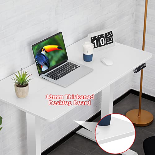 farexon Electric Standing Desk 55 x 24In with Charging Station, Stand up Desk with Oversized Mouse Pad, 2 USB Ports & 3 Power Outlets, 4 Caster, 4 Preset Heights Easy to Set（Brown）