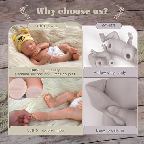 BABESIDE Lifelike Reborn Baby Dolls - 16 Inch (Weight 4 Lb) Full Platinum Silicone Reborn Baby Girl Realistic-Newborn Baby Doll Sleeping Girl Real Life Baby Dolls with Gift Box