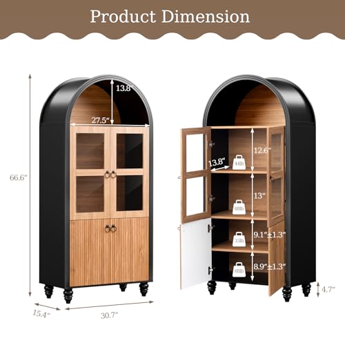 HollyHOME 72" Kitchen Pantry Cabinet, Storage Cabinet with 4 Doors and 1 Drawer, Freestanding Cupboard with Adjustable Shelves and 6 Door Shelves for Kitchen, Dining Room, Living Room, White