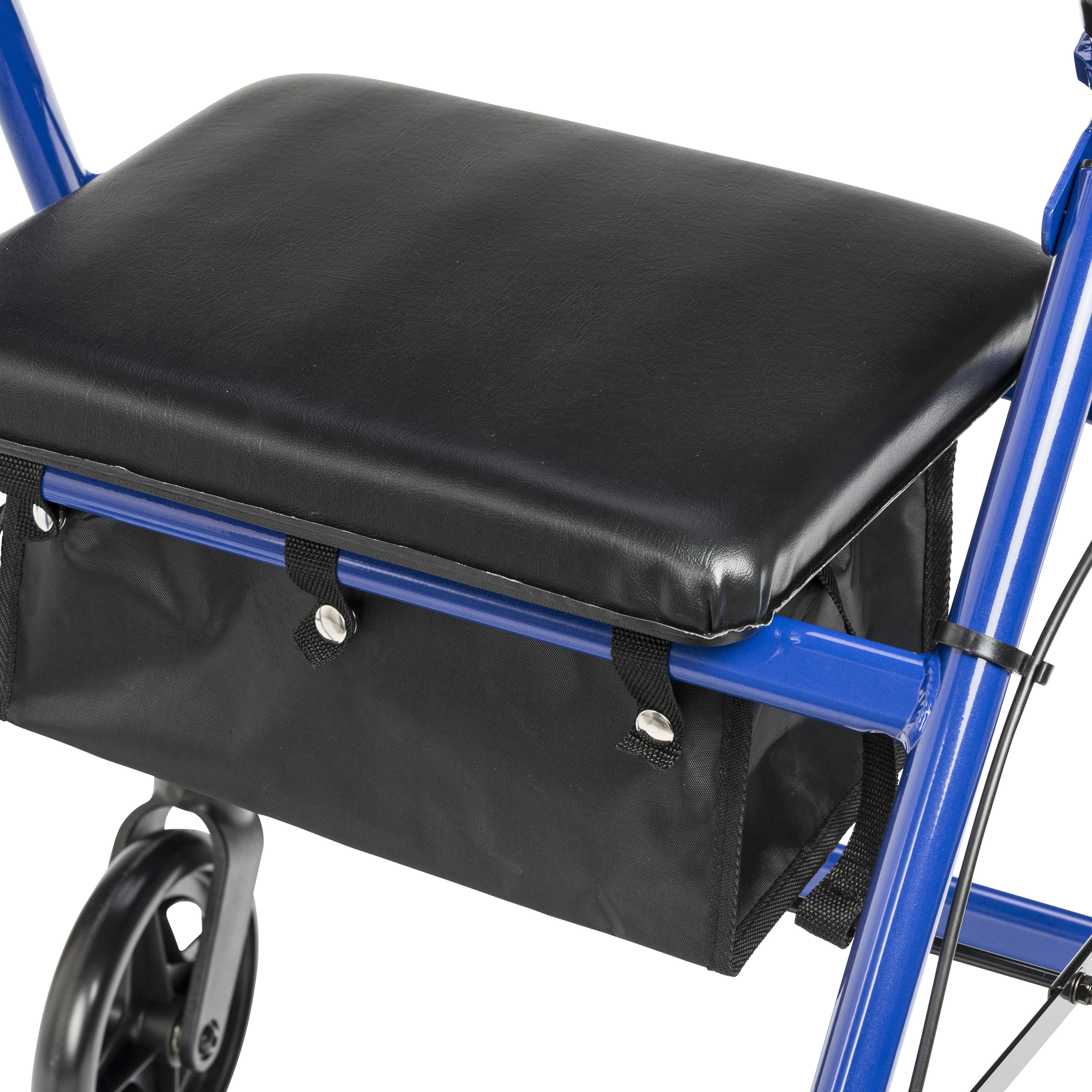 Drive Medical Walker Rollator with 6x22 Wheels Fold Up Removable Back Support and Padded Seat Blue
