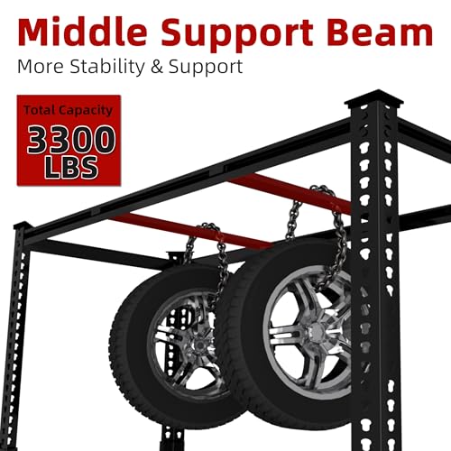5 Tier Garage Storage Shelves - 32" W x 16" D x 63" H Adjustable Heavy Duty Metal Shelving Unit, Garage Shelving Utility Storage Rack for Basement, Pantry, Kitchen, Black, 2 PCS