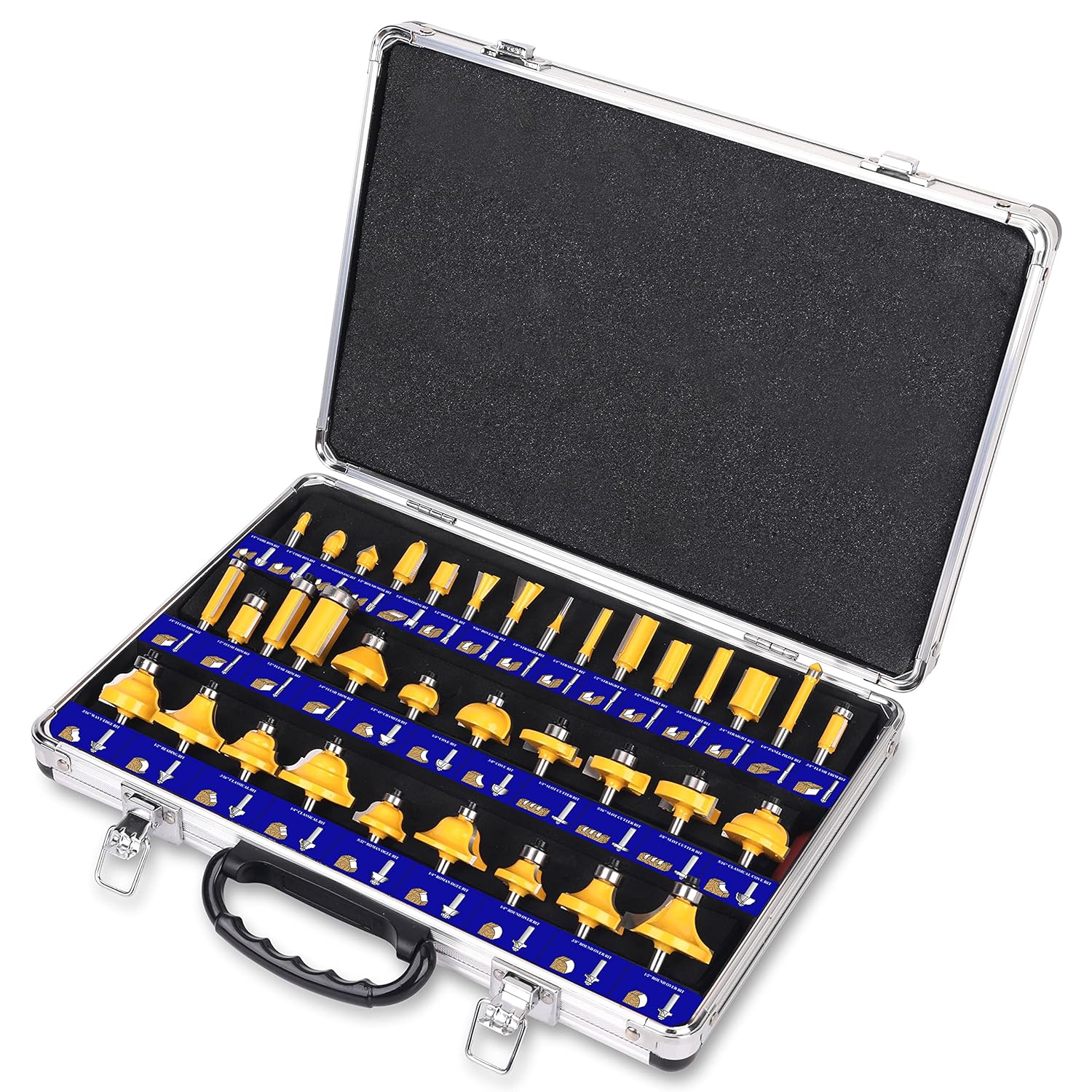 Platinumedge Router Bits Set, Tungsten Carbide Router Bits Set 1/4 Shank, Router Bit Kit for DIY, Woodworking Project, 35 Piece Set with Premium Aluminum Carry Storage Case