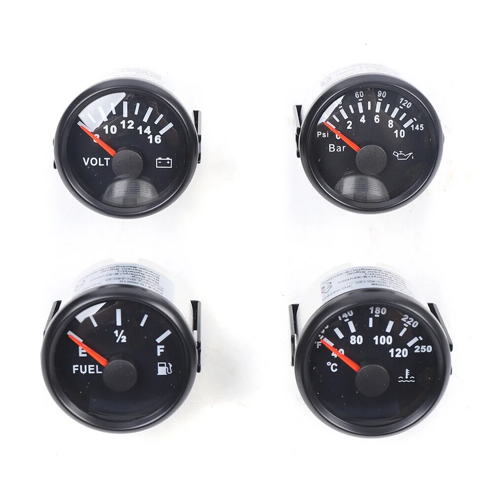 ZhdnBhnos Universal 6 Gauge Set Digital Speedometer Tacho Fuel Level Gauge Water Temp Volts Oil Pressure For Car Marine Boat Truck Black