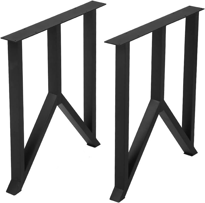 Metal Table Legs Cast Iron Dining Table Legs,28” Height 35” Wide Industrial Bench Legs Black Desk Legs,Rustic Heavy Duty DIY Furniture Legs,Square Tube Coffee Table Legs 2 PCS