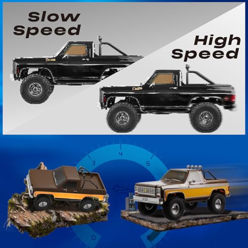 FMS 1/10 RC Crawler FCX10 Chevy K5 Blazer RS RC Car Officially Licensed Car Model RC Pickup Truck Hobby RC Offroad Rock Truck DIG/4WD/FWD 11CH 2.4GHz Remote Control Car for Adults Included (Orange)