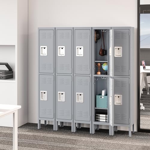 Metal Locker Steel Storage Cabinet with 2 Doors for Office School Gym Metal Storage Locker Cabinets for Employees Students Steel Locker
