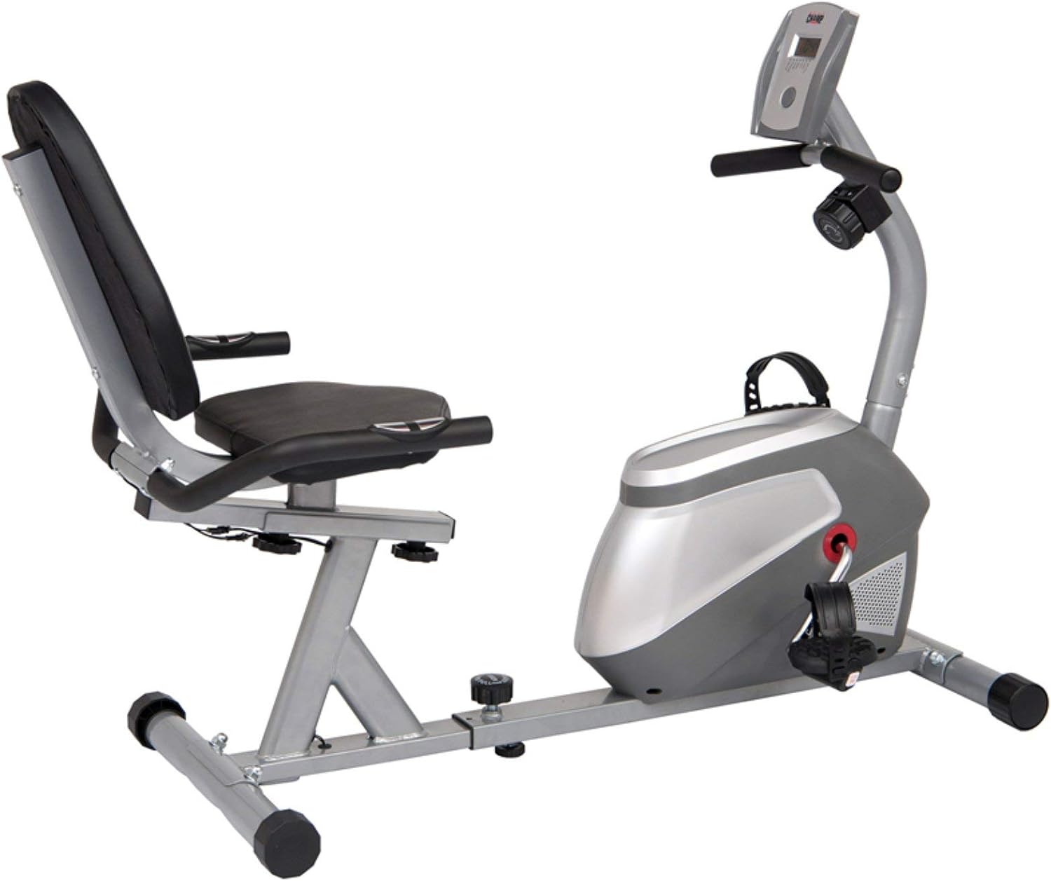 Body Champ Magnetic Recumbent Exercise Bike, Low-Impact Exercise Indoor Cycling Bike for Cardio Fitness, Equipment for Home Gym BRB852, Black/Silver, one Size