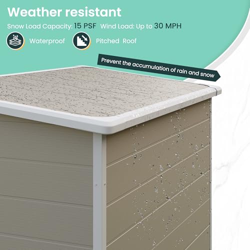UDPATIO Outdoor Resin Storage Shed 6x4.5 FT, Plastic Garden Shed for Bike, Garbage Can, Tool, Outside Sheds with Lockable Door for Backyard, Patio, Lawn, Grey & White