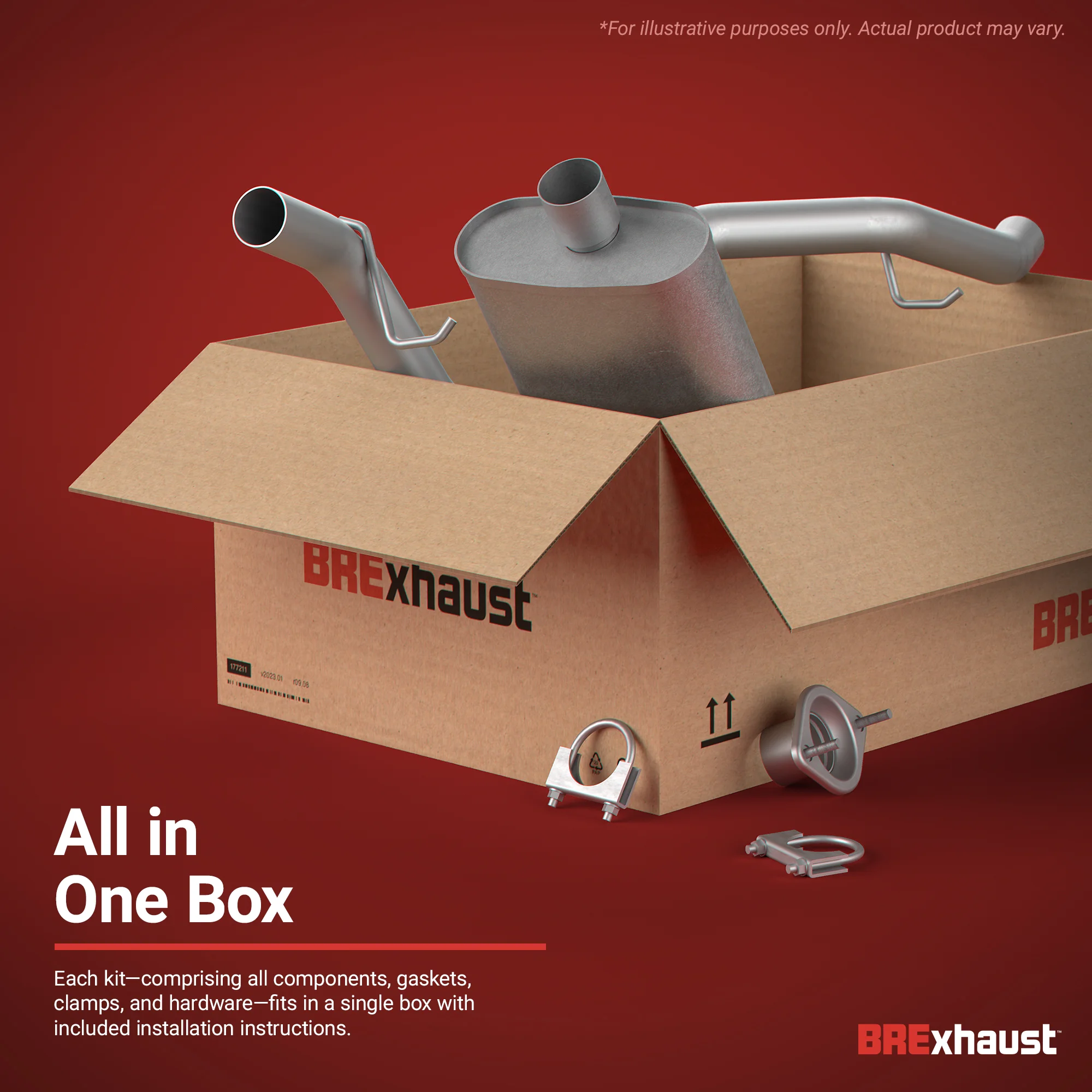 BRExhaust Direct-Fit Replacement Exhaust System 106-0714: For 1999-2007 Chevrolet Silverado 1500, For 1999-2007 GMC Sierra 1500, 119.0" Wheelbase, 133.0" Wheelbase