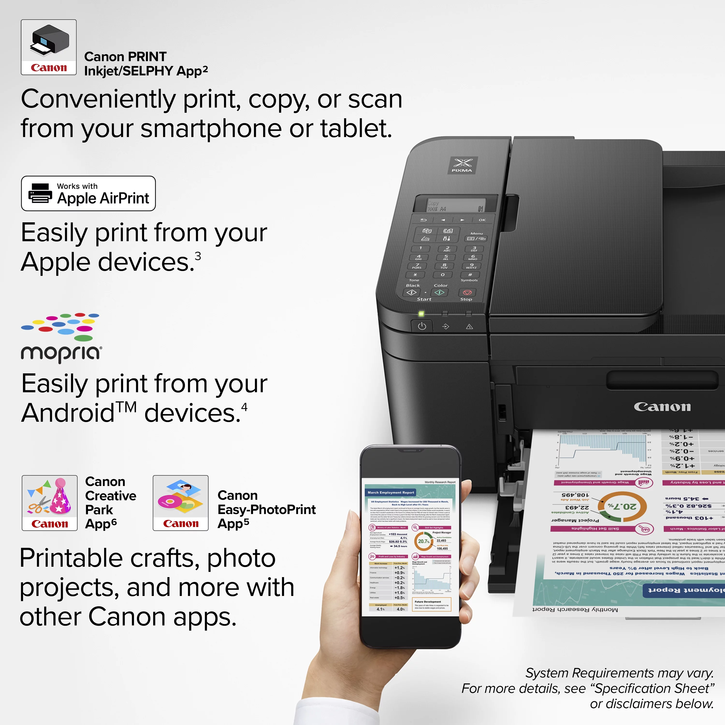 Canon PIXMA TR4722 All-in-One Wireless InkJet Printer with ADF, Mobile Print and Fax