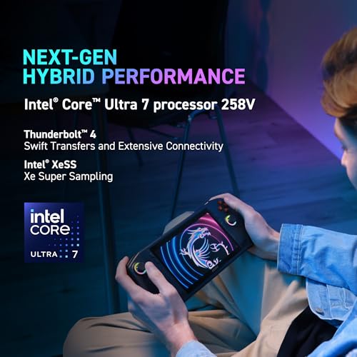 MSI Claw PC Gaming Handheld: Intel Ultra 7-155H, 7" FHD 120Hz Display, 16GB LPDDR5, 512GB NVMe SSD, MicroSD Card Reader, Thunderbolt 4, Win 11 Home: Black A1M-051US