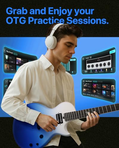 Enya Electric Guitar Inspire 39" Smart Electric Carbon Fiber Guitarra with 15W Wireless Speaker, 20 Distinct Tones, Onboard Presets, Charging Cable, Adjusting Wrench, and Gig Bag