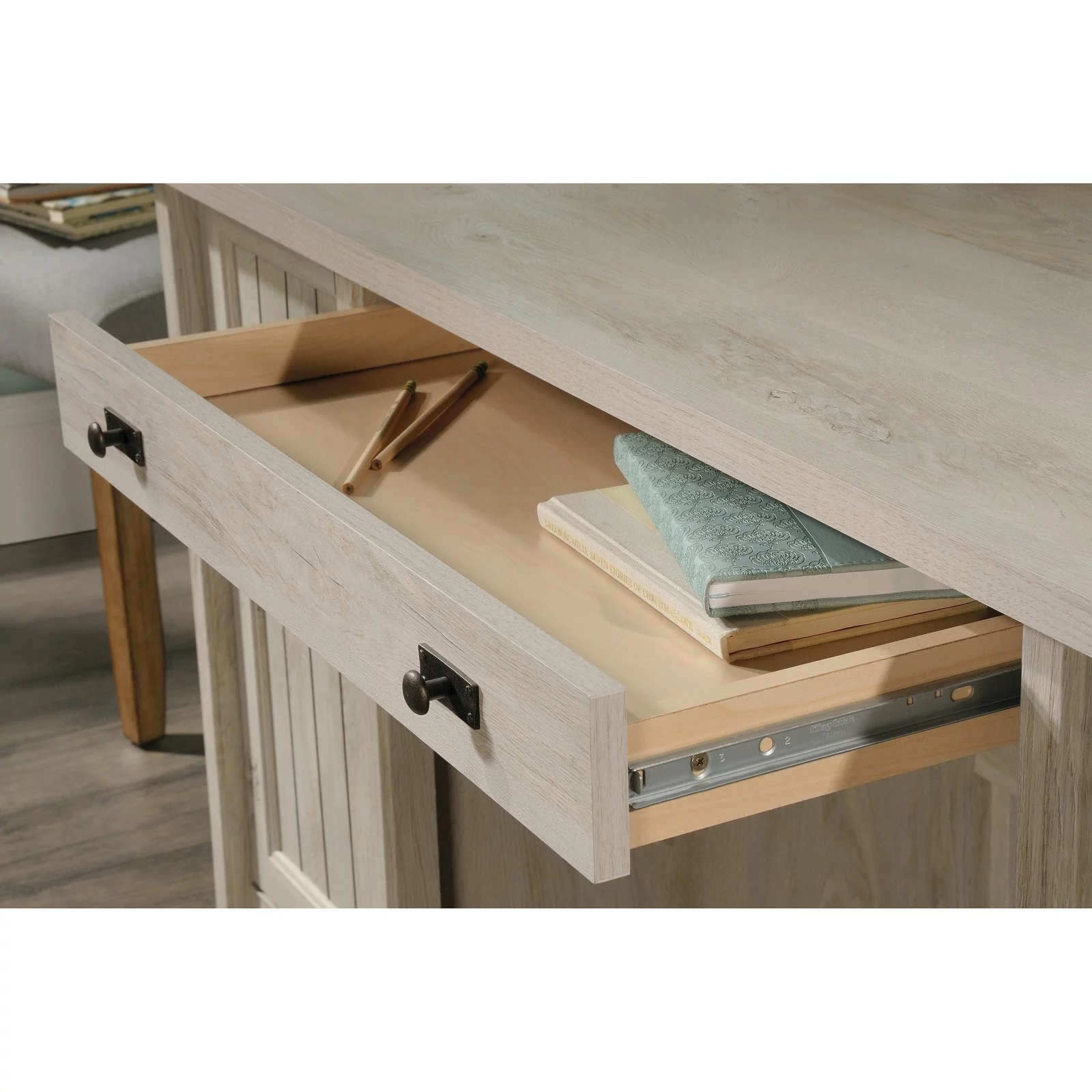 Sauder Costa 59 in. Computer Desk, Chalked Chestnut Finish