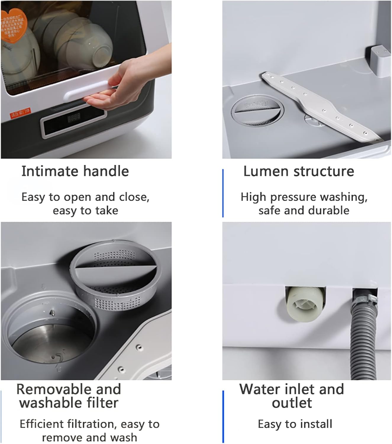 Auto Compact Countertop Dishwasher - Apartment RV 360° Streak-Free Deep Clean 4 Programs Portable Mini Dish Plate Fruit Washer 1200W USA