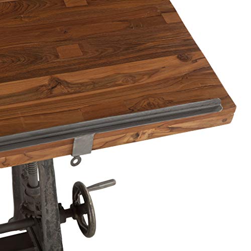 Vintage Drafting Table | Adjustable Height and Tiltable. Features Iron Cast Base and Reclaimed Mango Wood Table Top.