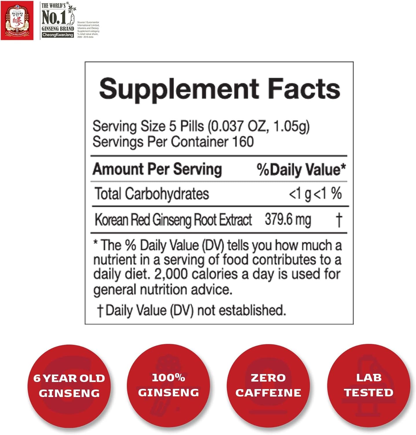 CheongKwanJang [Korean Panax Red Ginseng Extract 800 Pills] Max Strength & Energy, Performance, Boost Immunity, Health Supplement - 100% Non GMO, Gluten-Free, Herbal Supplement Pack of 2