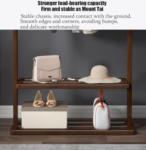Coat Stand, Coat Rack, Solid Wood Coat Stand,Storage Shelves, Modern Bedroom Simple Fashion Floor Hanger Creative European Interior Bamboo Simple for Living Room (A (105X32X160CM))