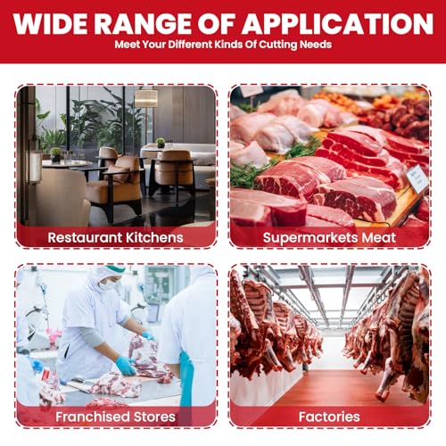 1500w Electric Meat Bone Saw, Stainless Steel Tabletop Meat Bandsaw for Butchering, Cutting Thickness 0.8-7.1 Inches, Commercial Frozen Meat Cutting Machine with 6 Blades, Workbeach 19.3 "x 15.35"