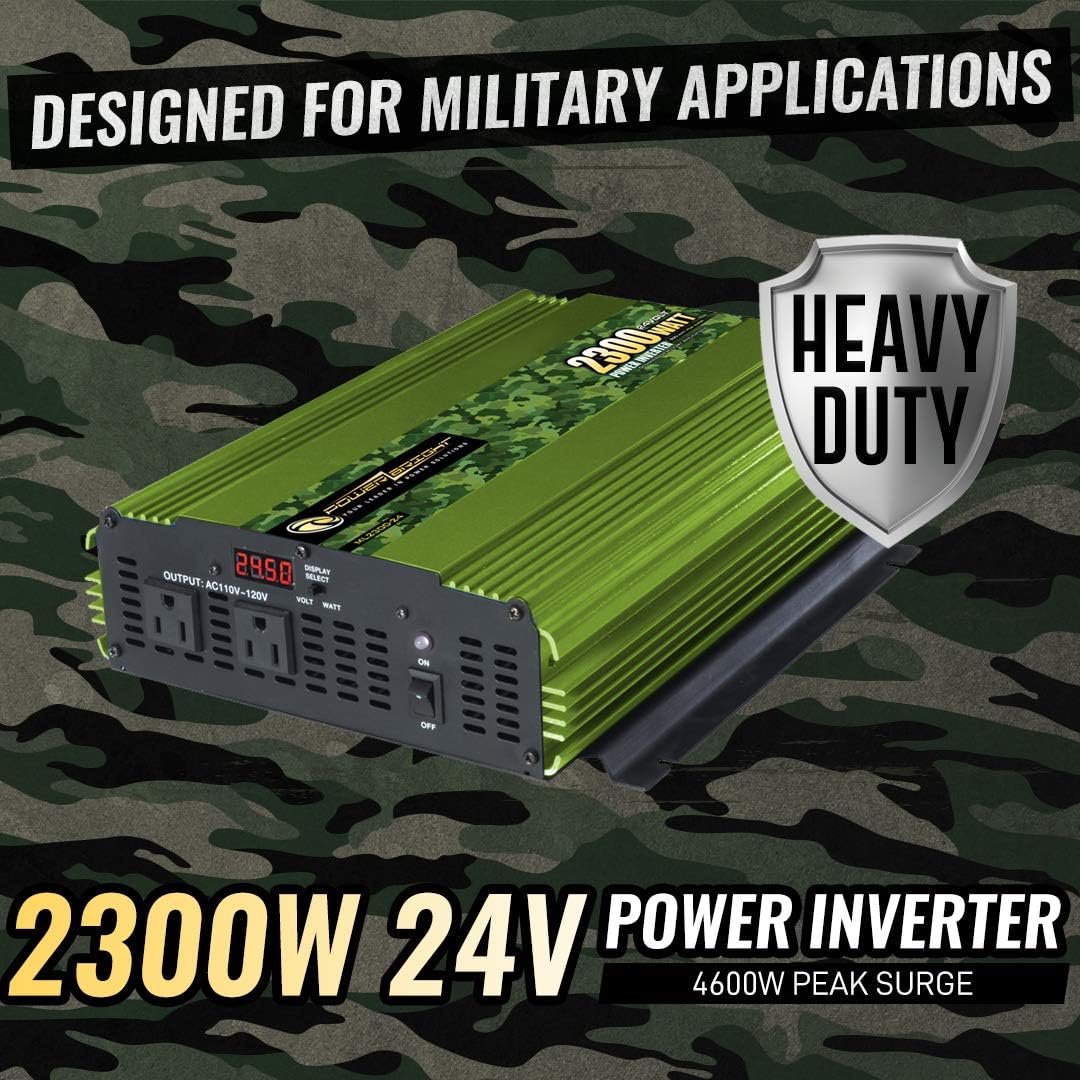 PowerBright 3500 Watt Power Inverter, DC 24V to 120V AC Car Inverter w/ Four AC Outlets, LCD Digital Display & Wireless Remote Control - CE Approved