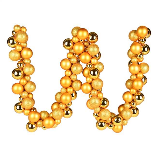6' Honey Gold Asst ORN Ball Garland - Vickerman