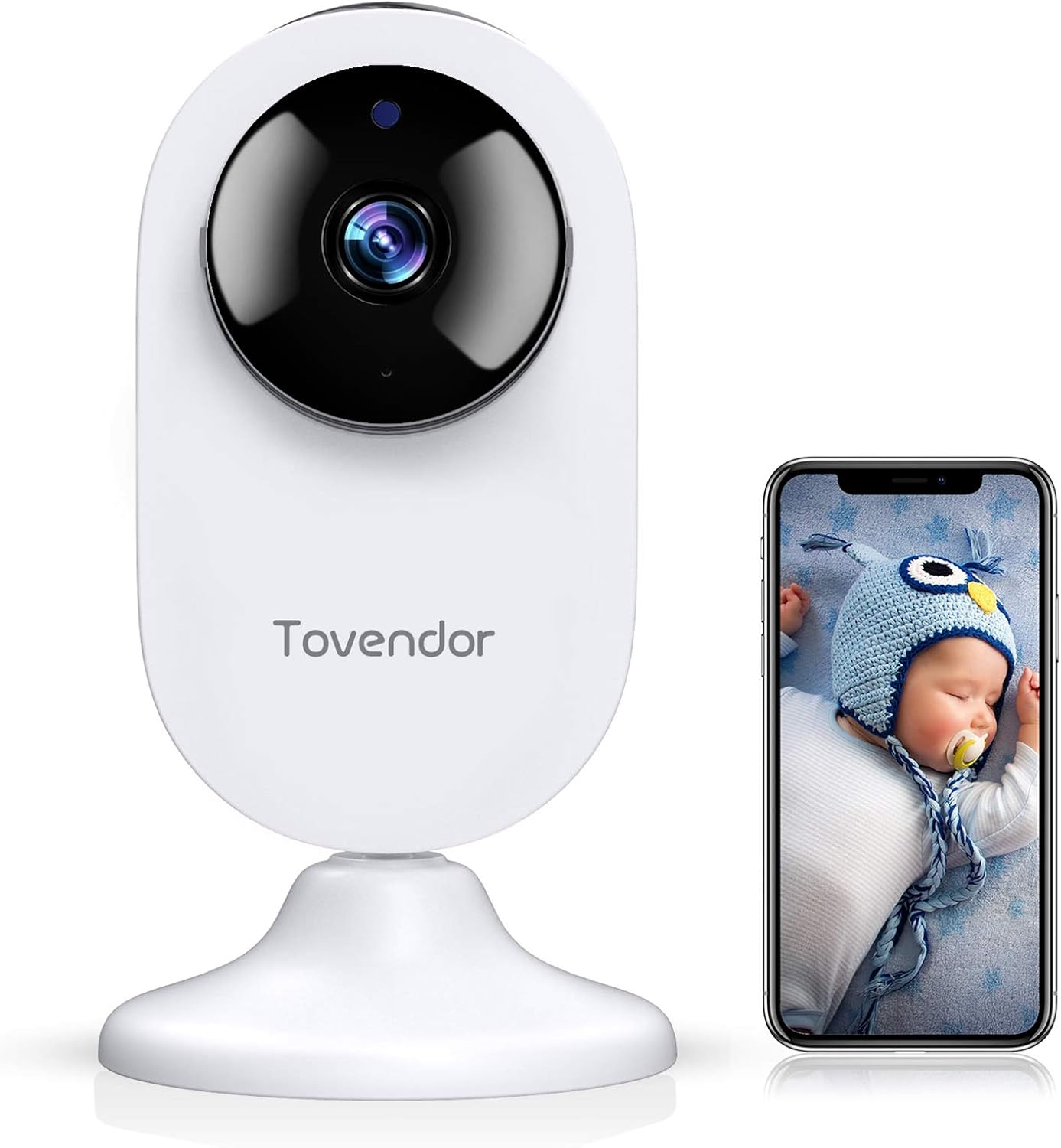 Tovendor Mini Smart Home Camera, 1080P 2.4G WiFi Security Camera Wide Angle Nanny Baby Pet Monitor with Two Way Audio, Cloud Storage, Night Vision, Motion Detection